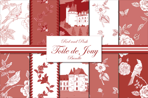 Download Toile Patterns Red and White - Patterns Collection