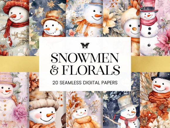 Download Snowmen and Florals Christmas Patterns - Patterns Collection