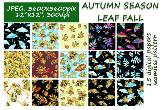 Download Autumn Leaf Fall Patterns Digital Papers - Patterns Collection
