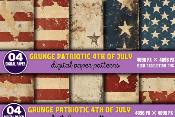 Download Grunge Patriotic 4th of July Patterns 6 - Patterns Collection