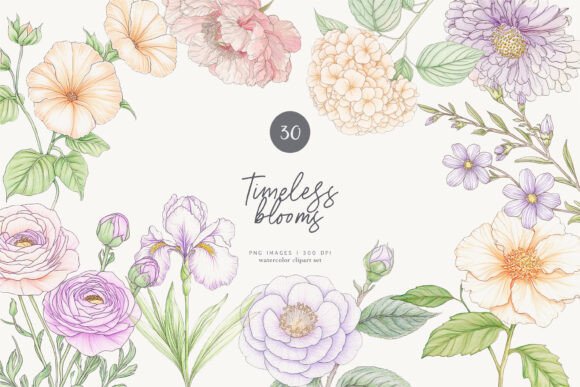 Download Timeless Blooms Pastel Flowers Vintage - Flowers Collection