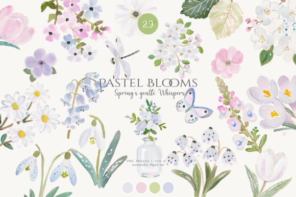 Download Spring Florals Pastel Flowers Clipart - Flowers Collection