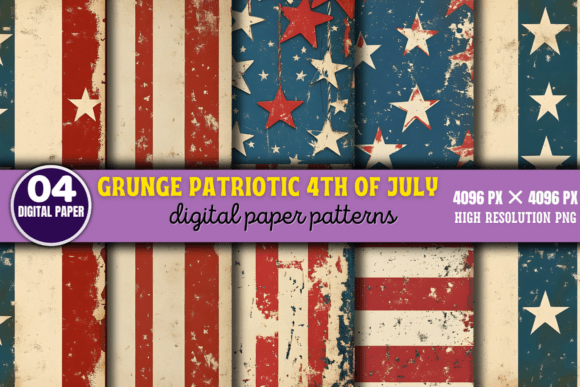 Download Grunge Patriotic 4th of July Patterns 2 - Patterns Collection