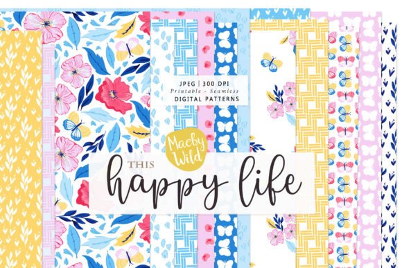 Download This Happy Life Seamless Paper Patterns - Patterns Collection