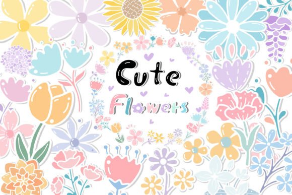 Download Cute Minimalist Pastel Flowers, Sticker - Flowers Collection