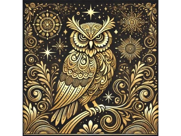 Download Regal Owl in Golden Patterns - Patterns Collection
