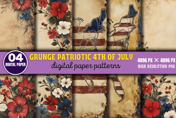 Download Grunge Patriotic 4th of July Patterns 4 - Patterns Collection