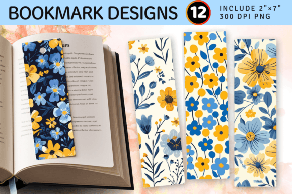 Download Yellow &amp; Blue Cute Flowers PNG Bookmark - Flowers Collection