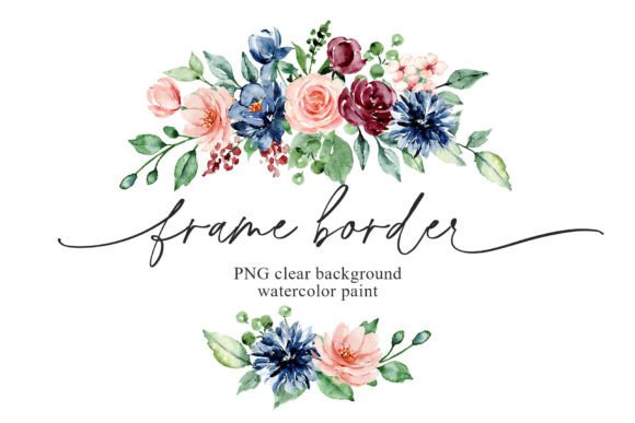 Download Floral Frame Border, Pink Blue Flowers. - Flowers Collection
