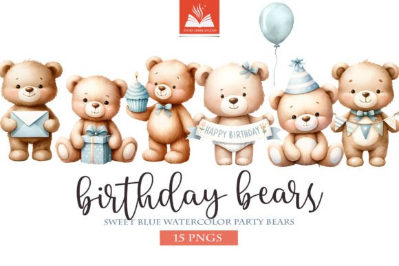 Download Birthday Bear Clip Art in Blue - Premium Resources