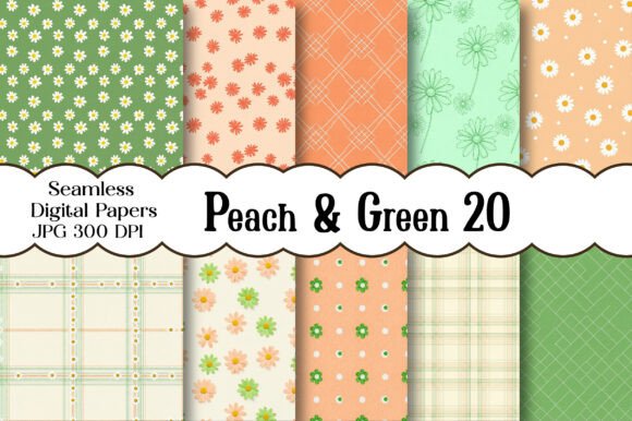 Download Peach &amp; Green Daisies Seamless Papers - Seamless paper Collection