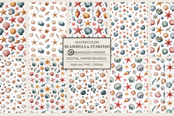 Download Seashells &amp; Starfish Seamless Papers - Seamless paper Collection
