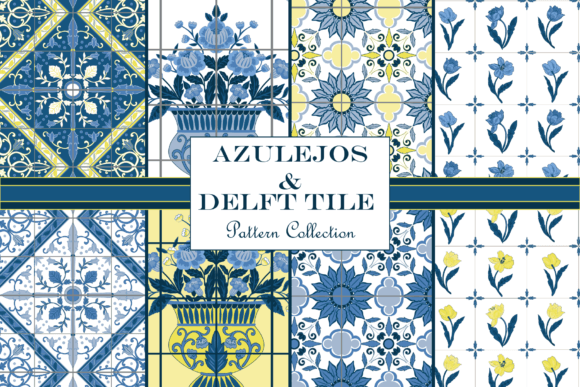 Download Delft Tile Seamless Patterns, Blue White - Patterns Collection