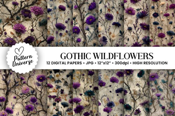 Download Gothic Wildflowers Garden Digital Papers - Flowers Collection