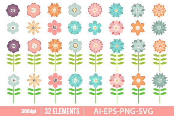 Download Beautiful Flowers Clipart Set - Flowers Collection