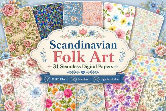 Download Scandinavian Folk Art Seamless Papers - Seamless paper Collection