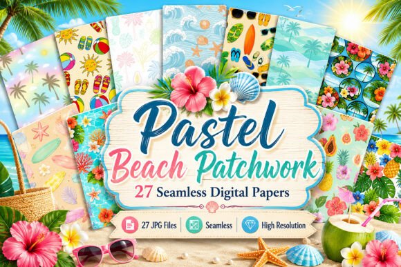 Download Pastel Beach Patchwork Seamless Paper - Seamless paper Collection