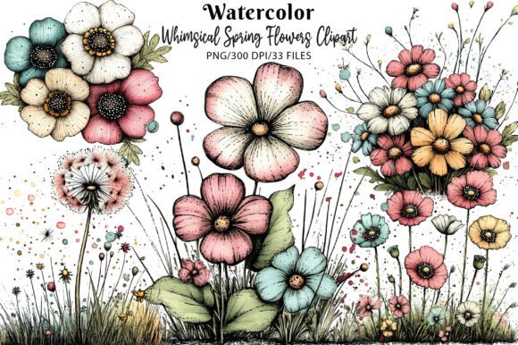 Download Whimsical Spring Flowers Clipart - Flowers Collection