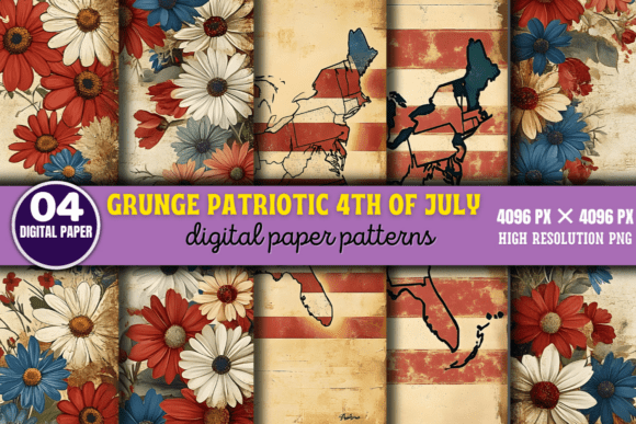 Download Grunge Patriotic 4th of July Patterns 7 - Patterns Collection