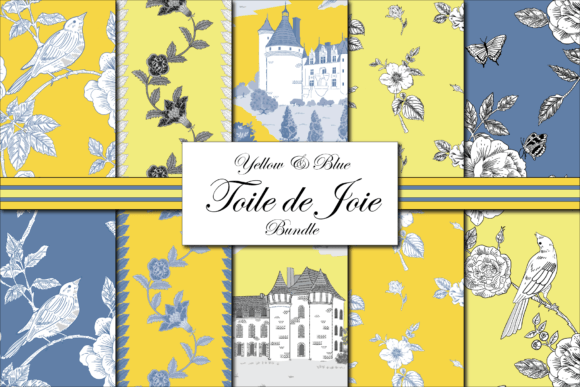 Download Yellow Toile Patterns Yellow and Blue - Patterns Collection
