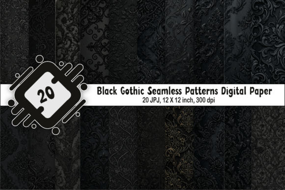 Download Black Gothic Seamless Patterns DIGITAL - Premium Resources