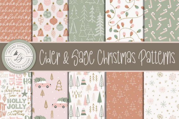 Download Blush Sage Seamless Christmas Patterns - Patterns Collection