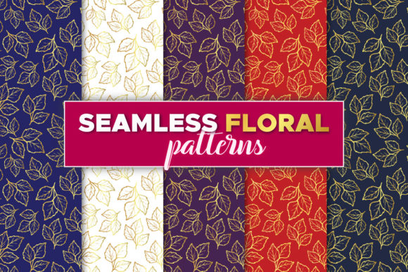 Download Floral Seamless Golden Patterns Bundle - Patterns Collection