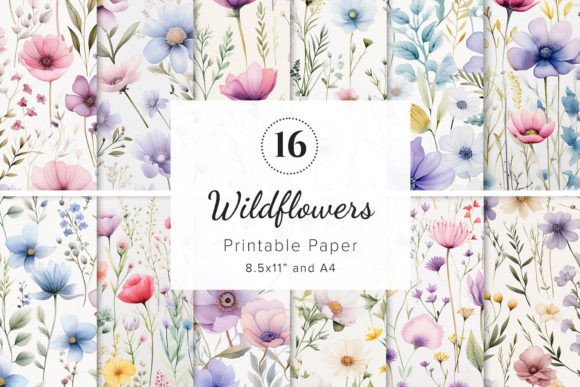 Download Wildflowers Digital Papers Bundle - Flowers Collection