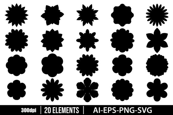 Download Beautiful Flowers Silhouette Clipart Set - Flowers Collection