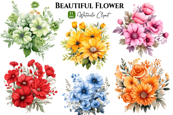 Download Beautiful Flowers Watercolor Clipart Png - Flowers Collection