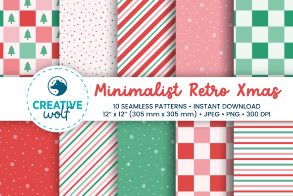 Download Minimalist Retro Christmas Patterns - Patterns Collection
